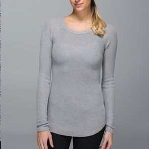 Lululemon Athletica Cabin Yogi Gray Ribbed Long Sleeve Cashmere Sweater 4/6
